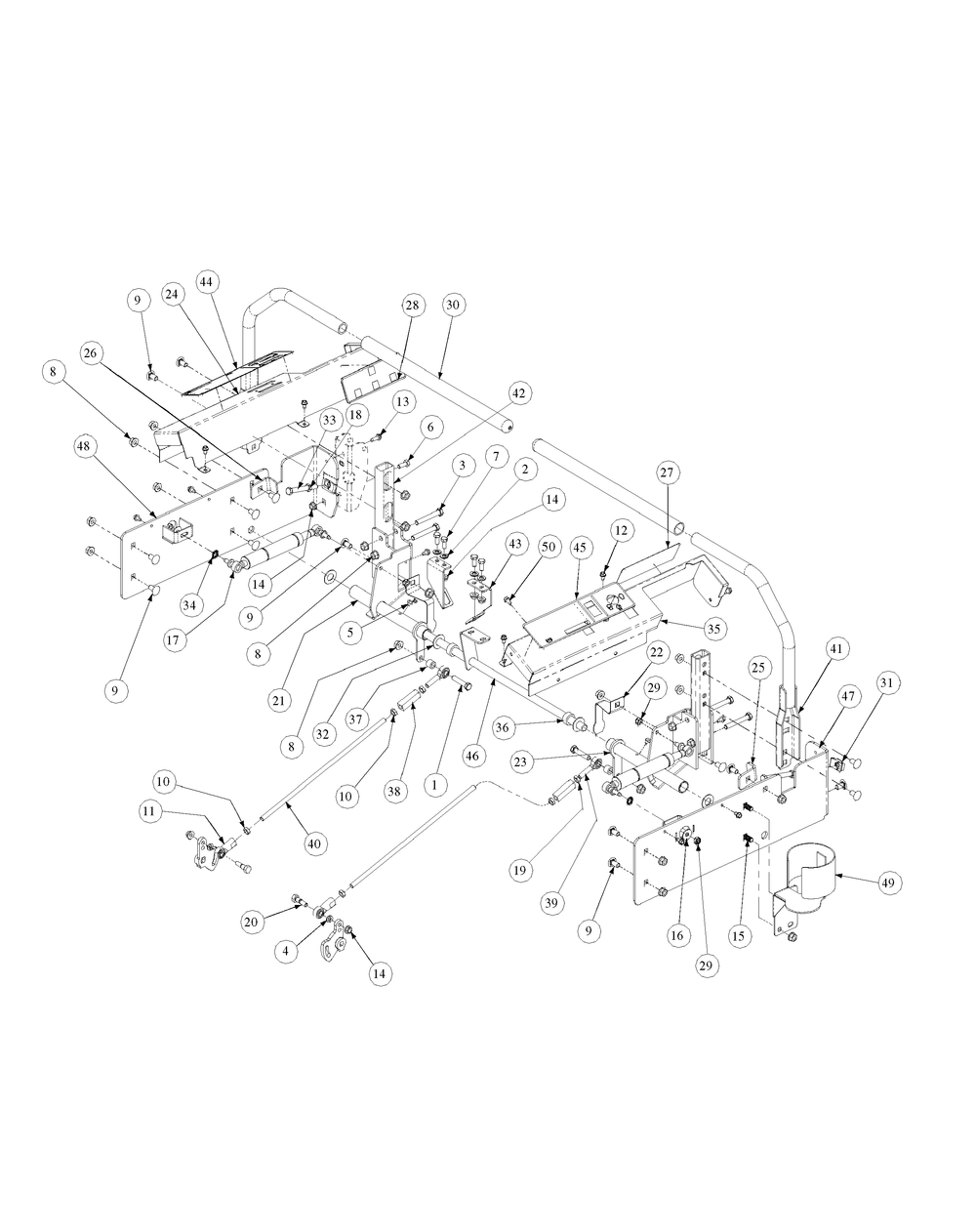 Control Assembly Diagram and Parts List for M54-HN 53CB5ETW750-24HP-OHV Cub Cadet Lawn Tractor